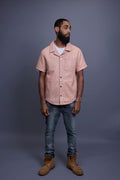 Men's Summer In Miami Luka Leather Short Sleeve Shirt [Baby Pink]