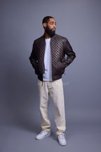 Men's Lucas Quilted Leather Bomber Jacket [Copper]