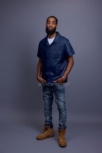 Men's Summer In Miami Luka Leather Short Sleeve Shirt [Navy]