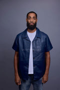 Men's Summer In Miami Luka Leather Short Sleeve Shirt [Navy]
