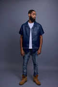 Men's Summer In Miami Luka Leather Short Sleeve Shirt [Navy]