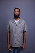 Men's Summer In Miami Luka Leather Short Sleeve Shirt [Grey]
