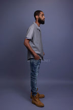 Men's Summer In Miami Luka Leather Short Sleeve Shirt [Grey]