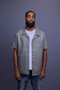 Men's Summer In Miami Luka Leather Short Sleeve Shirt [Grey]