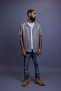 Men's Summer In Miami Luka Leather Short Sleeve Shirt [Grey]