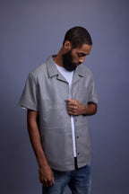 Men's Summer In Miami Luka Leather Short Sleeve Shirt [Grey]