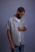 Men's Summer In Miami Luka Leather Short Sleeve Shirt [Grey]