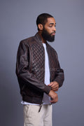 Men's Lucas Quilted Leather Bomber Jacket [Copper]