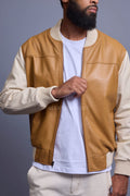 Men's Baseball Multi Color Jacket [Wheat/Beige]