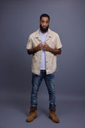 Men's Summer In Miami Luka Leather Short Sleeve Shirt [Beige]