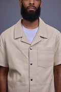 Men's Summer In Miami Luka Leather Short Sleeve Shirt [Beige]