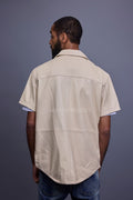 Men's Summer In Miami Luka Leather Short Sleeve Shirt [Beige]