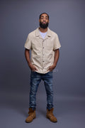 Men's Summer In Miami Luka Leather Short Sleeve Shirt [Beige]