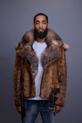 Men's Mink Biker Jacket [Whiskey]