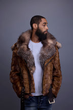 Men's Mink Biker Jacket [Whiskey]