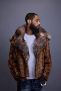 Men's Mink Biker Jacket [Whiskey]
