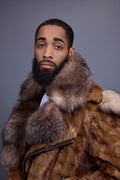 Men's Mink Biker Jacket [Whiskey]