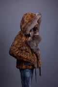 Men's Mink Biker Jacket [Whiskey]