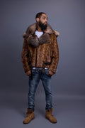 Men's Mink Biker Jacket [Whiskey]