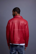 Men's Jax 2.0 Leather Jean Jacket [Red]