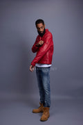 Men's Jax 2.0 Leather Jean Jacket [Red]