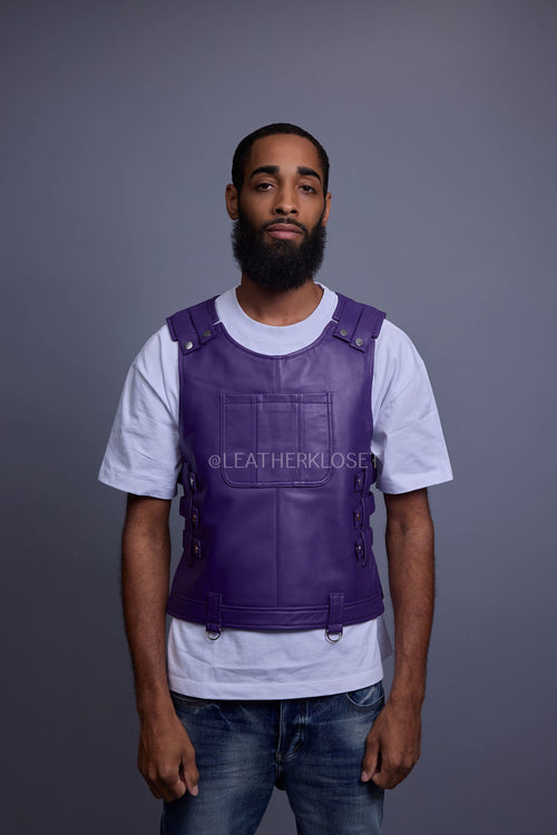 Men's Leather Vegas Vest [Purple]