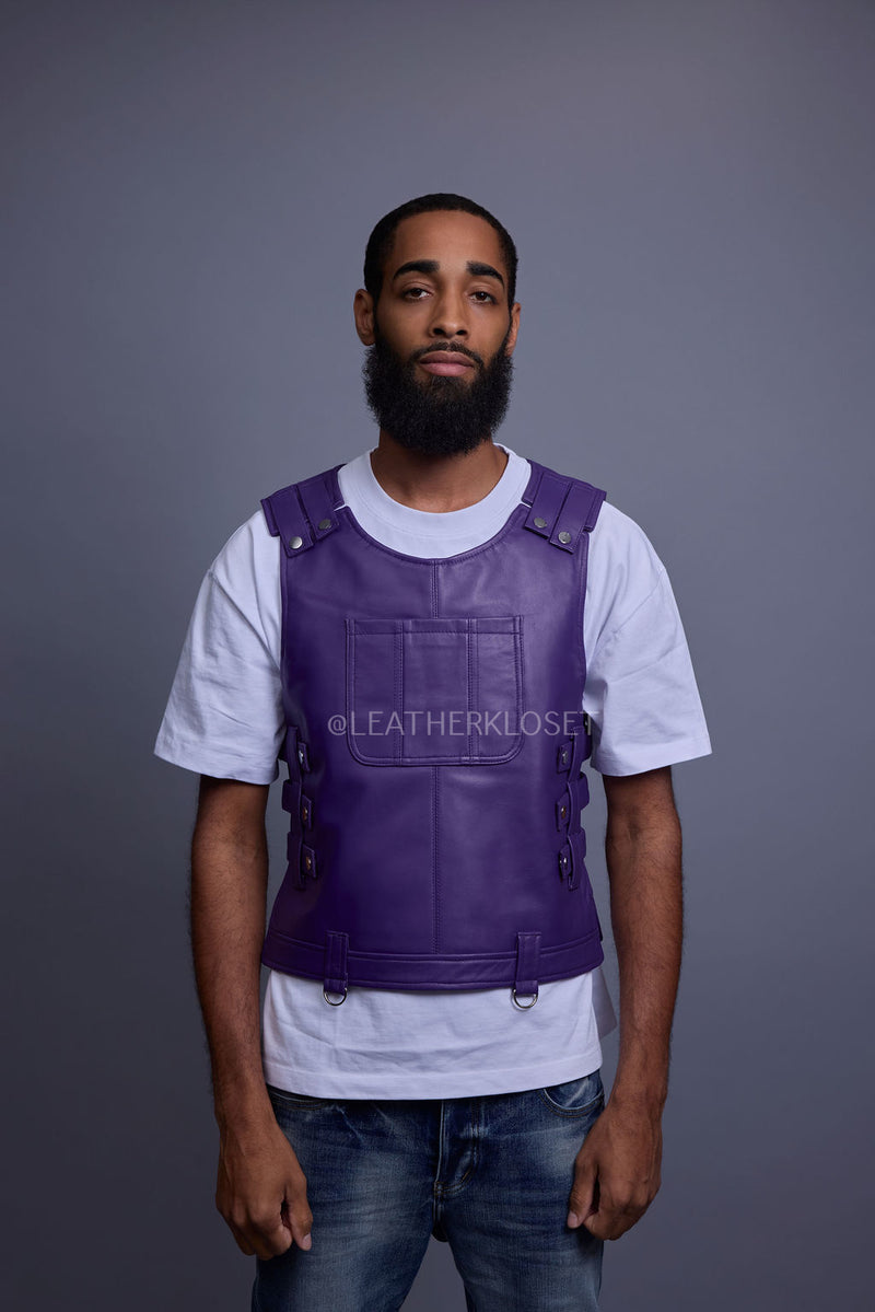 Men's Leather Vegas Vest [Purple]