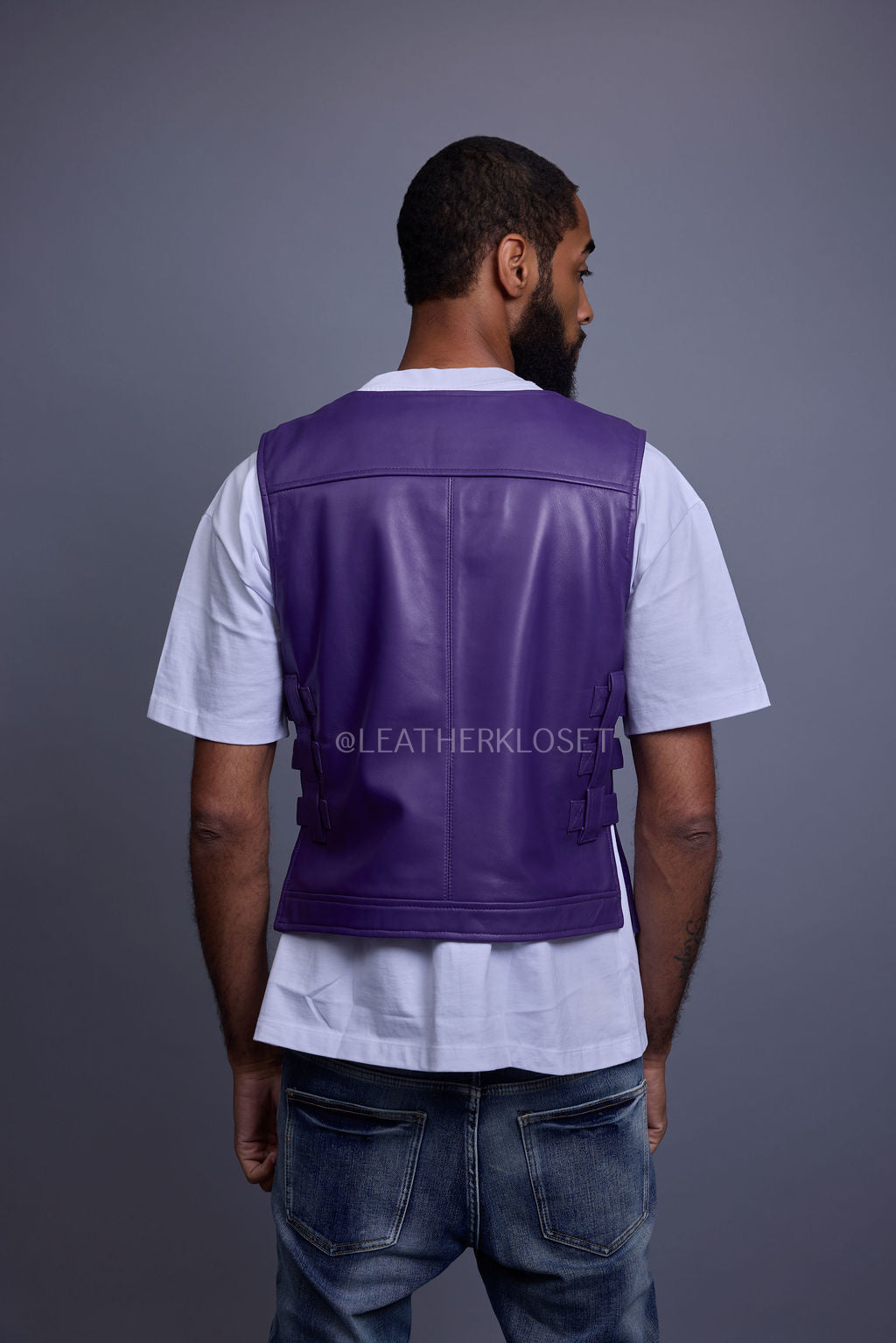 Men's Leather Vegas Vest [Purple]
