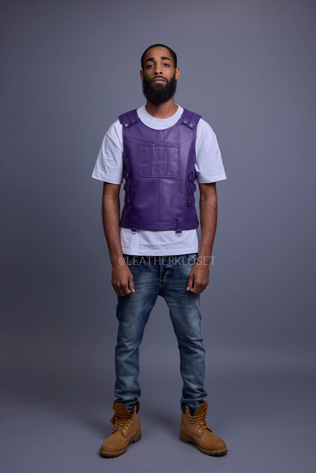 Men's Leather Vegas Vest [Purple]