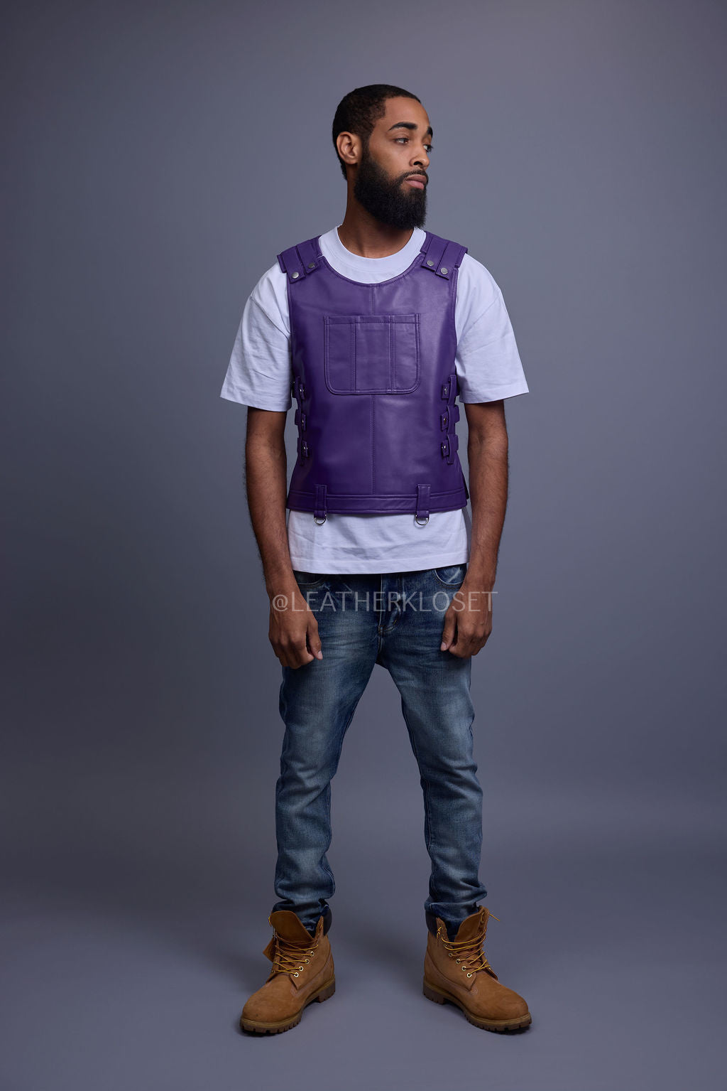 Men's Leather Vegas Vest [Purple]