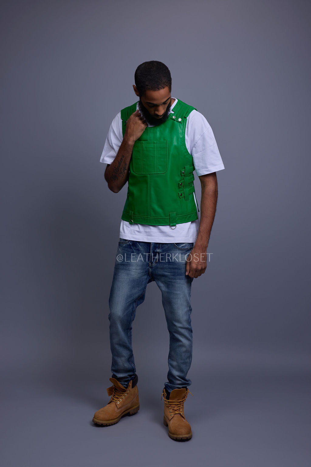 Men's Leather Vegas Vest [Green]