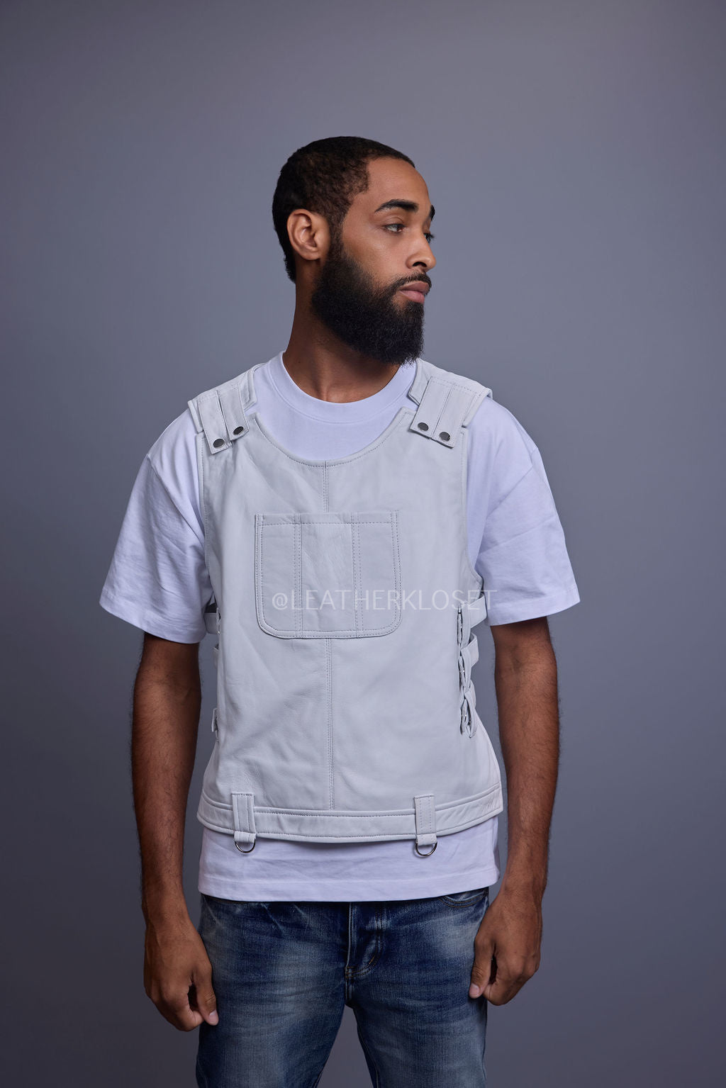 Men's Leather Vegas Vest [White]