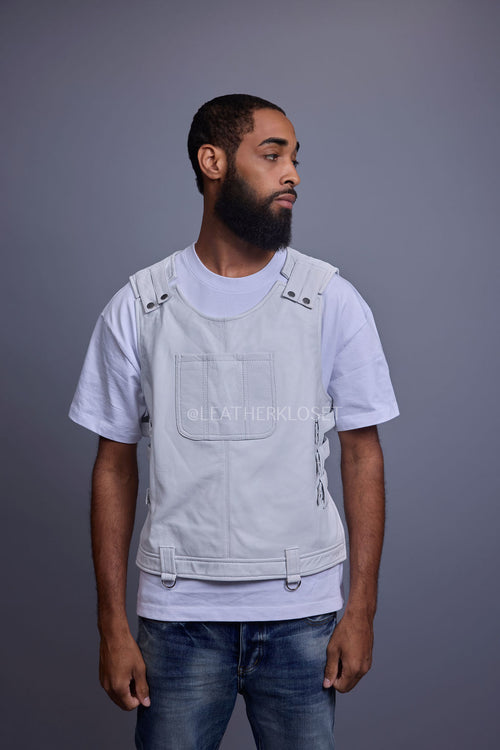 Men's Leather Vegas Vest [White]