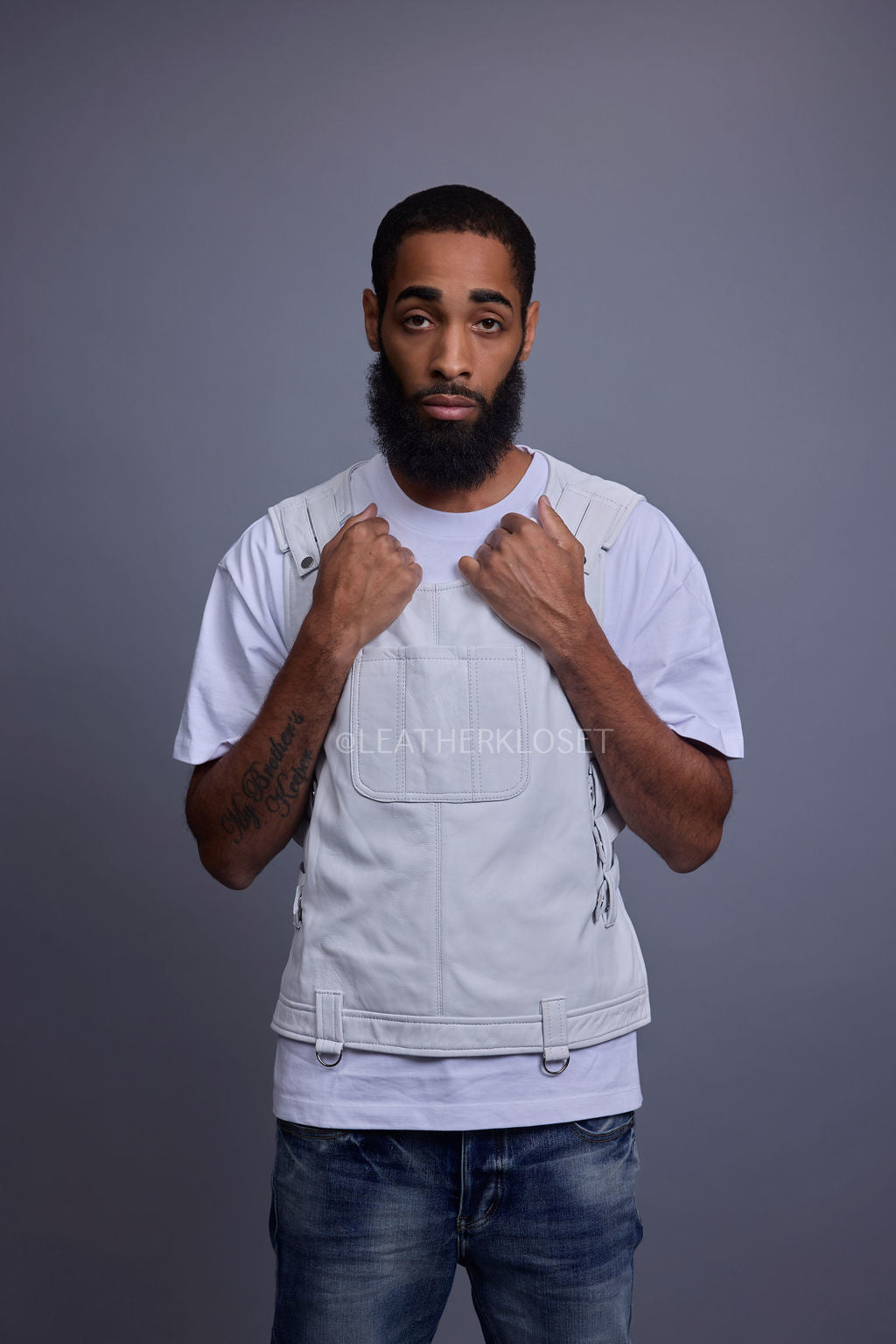 Men's Leather Vegas Vest [White]