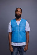 Men's Leather Brooklyn Vest [Baby Blue]