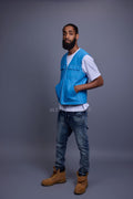 Men's Leather Brooklyn Vest [Baby Blue]