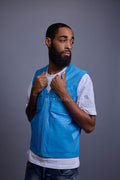 Men's Leather Brooklyn Vest [Baby Blue]