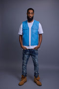 Men's Leather Brooklyn Vest [Baby Blue]