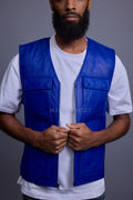 Men's Leather Brooklyn Vest [Royal Blue]