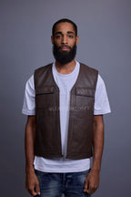 Men's Leather Brooklyn Vest [Chocolate]