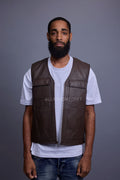 Men's Leather Brooklyn Vest [Chocolate]