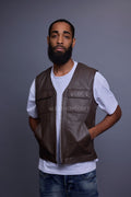 Men's Leather Brooklyn Vest [Chocolate]
