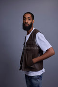 Men's Leather Brooklyn Vest [Chocolate]