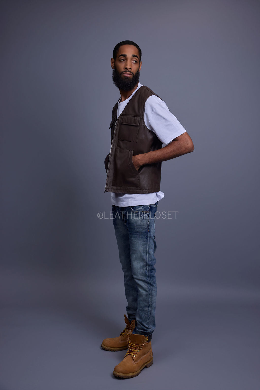 Men's Leather Brooklyn Vest [Chocolate]