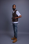 Men's Leather Brooklyn Vest [Chocolate]