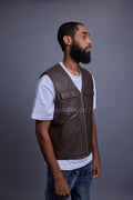 Men's Leather Brooklyn Vest [Chocolate]