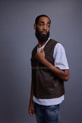 Men's Leather Brooklyn Vest [Chocolate]