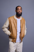 Men's Baseball Multi Color Jacket [Wheat/Beige]