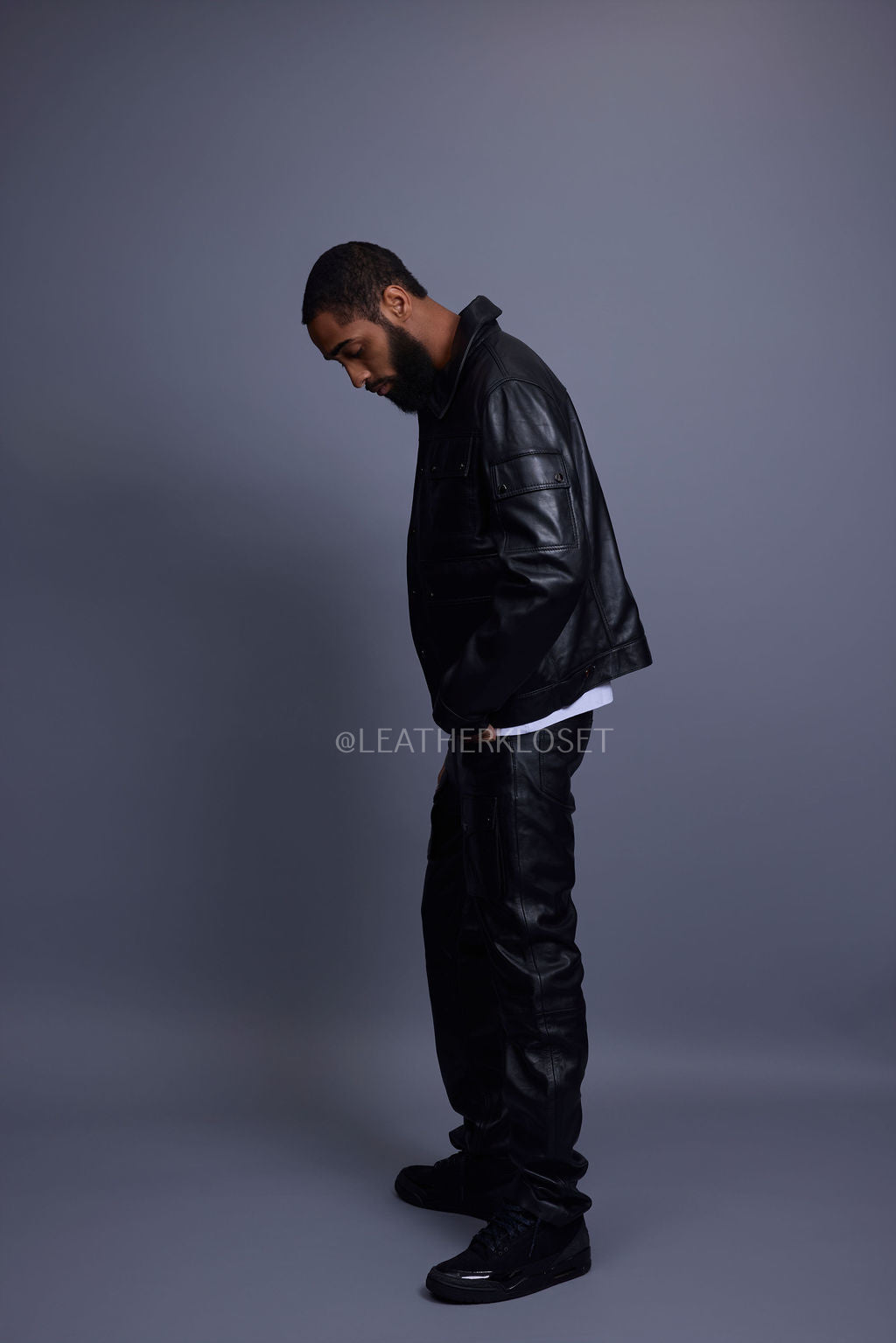 Men's Jax 2.0 Jean Jacket & Leather Cargo Pants [Black]