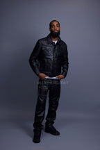 Men's Jax 2.0 Jean Jacket & Leather Cargo Pants [Black]